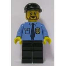 cty316 Police - City Shirt with Dark Blue Tie and Gold Badge, Black Legs, Black Short Bill Cap, Brown Beard Rounded